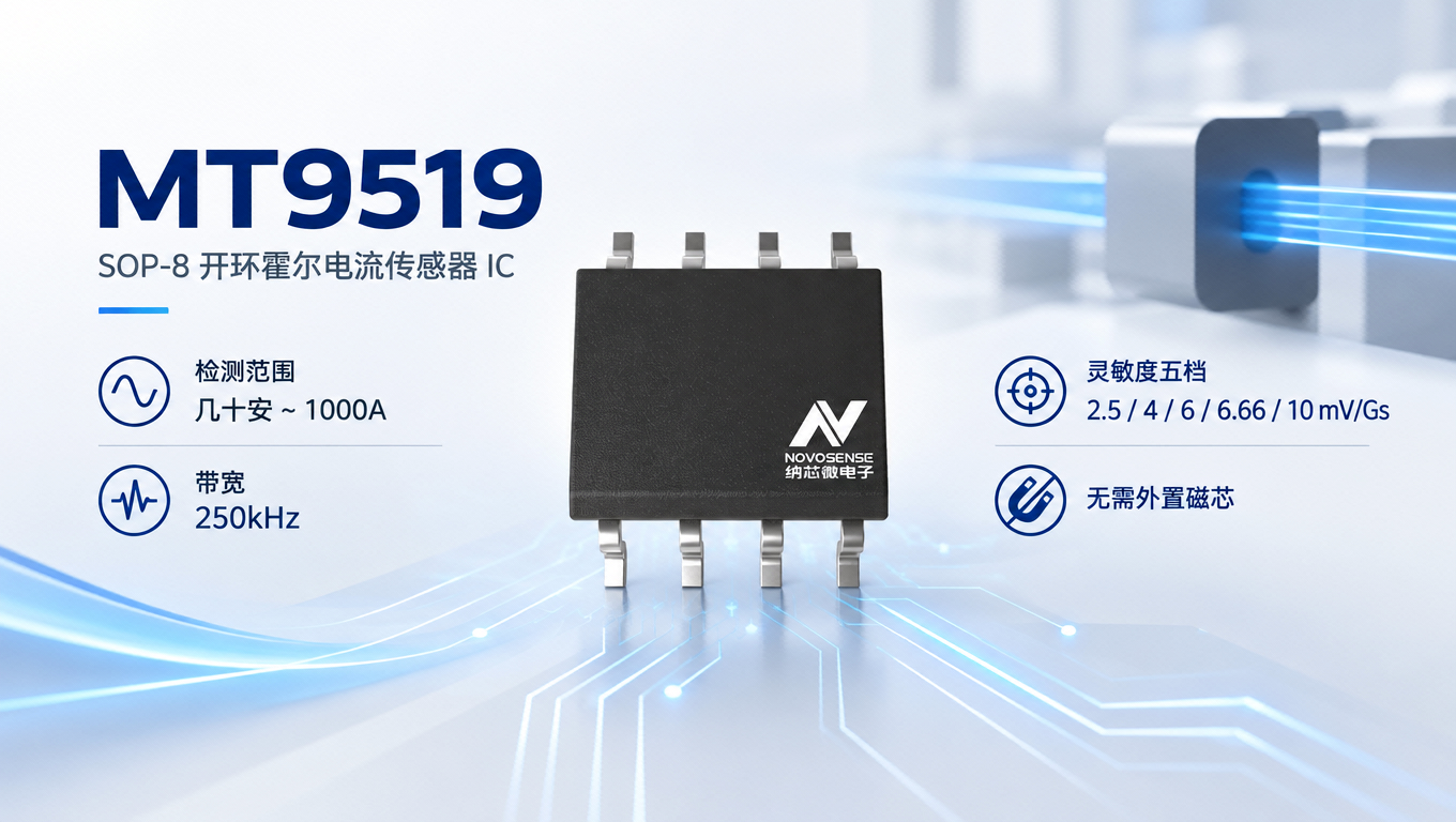MT9519:一颗SOP-8封装、无外置磁芯的电流传感器,能测到1000A-TRINAMIC代理商 步进电机驱动 驱动IC 深圳市智联微电子有限公司